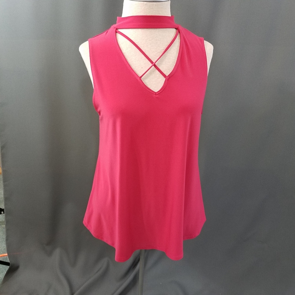 Diana Bell rose mock neck top criss cross  Large